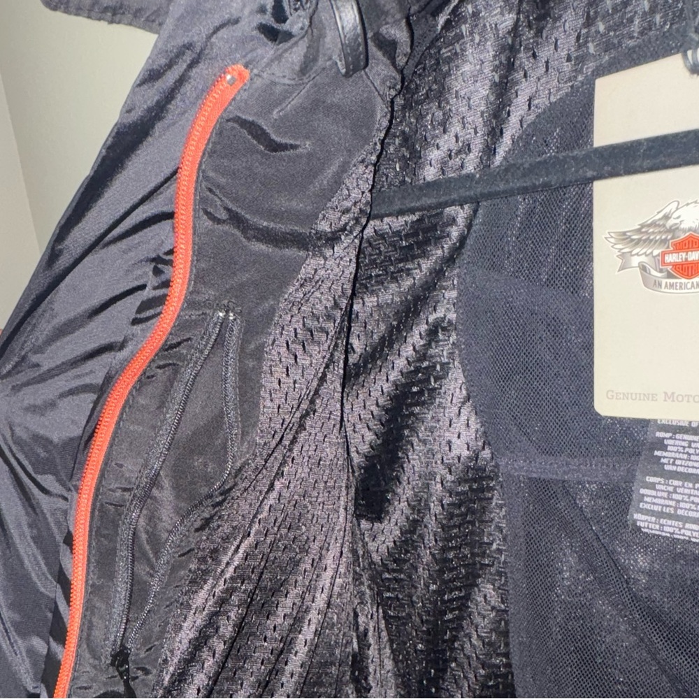 Women’s Harley-Davidson Black Leather Bikers Jacket with Orange Highlights - Picture 8 of 15
